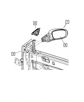Side mirror right assembly Dodge Charger 11-19 BSM, heated