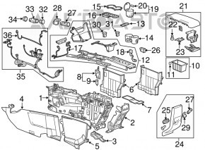 Console center armrest and cup holders GMC Terrain 10-14