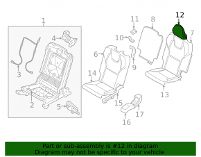 Rear left headrest, 3rd row, Volvo XC90 16-25, black leather, Nappa