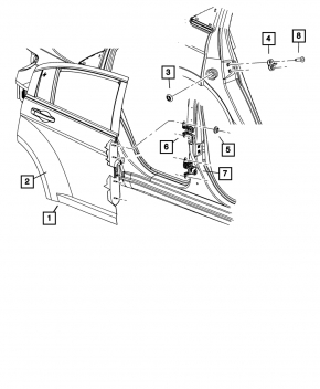Door bare rear right Chrysler 200 11-14
