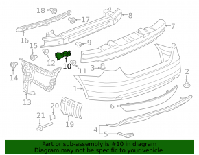 Rear bumper mount under the left light VW Jetta 11-14 USA