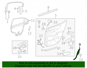 Door trim inner rear rear left Lexus LS460 LS600h 07-17 black