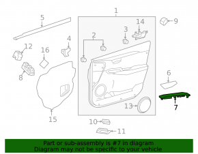 Front Left Window Regulator Trim Lexus NX200t NX300 NX300h 15-21
