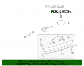 Emblem inscription RX450h tailgate Lexus RX450h 10-15