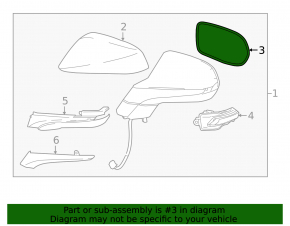 Left mirror element for Lexus NX 15-21 with auto-dimming and BSM