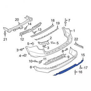 Ford Explorer 20-21 rear bumper lower trim, gray, 2-pipe, XLT, torn, scratches, crack in mount