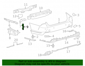 Left lower rear bumper mount for Lexus LS 18-23