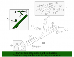 Front pillar trim upper left Hyundai Tucson 16-18 gray