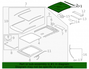 Sunroof glass Audi A3 8V 15-20 4d, 5d