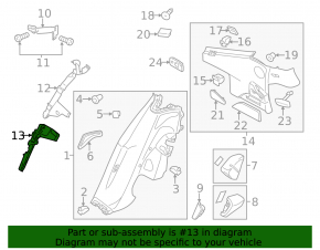 Bracket for mounting the rear pillar trim, left lower Porsche Panamera 10-16 lower