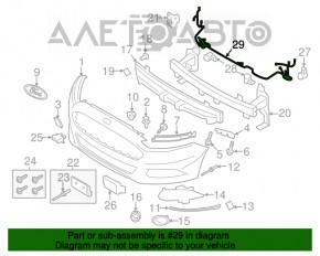 Ford Fusion mk5 13-16 front bumper wiring without fog lights and parking sensors, under the blinds