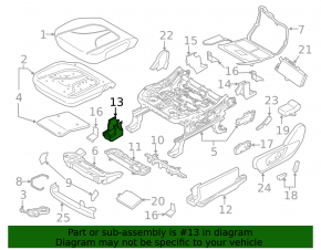 Front left passenger seat rail trim for Ford Edge 15-24, black, with plug