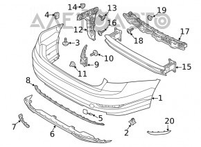 Chrome rear bumper molding for VW Jetta 19-21