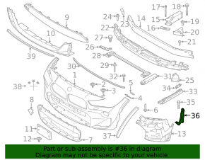 Front Bumper Lower Reinforcement Front Fang Bracket Right BMW X1 F48 16-22