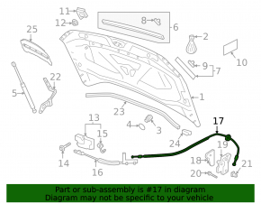 VW Tiguan 18 hood release cable - rear part