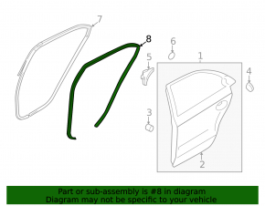 Rear right door seal for Hyundai Sonata 11-15