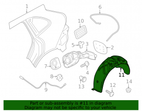 Rear left fender liner Porsche Cayenne 958 11-14