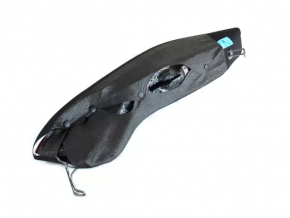 Rear seat side trim left Chrysler 200 15-17 black cloth, rusty fasteners, torn fastener