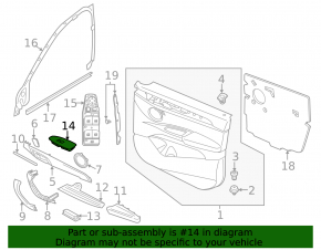 BMW X1 F48 16-22 black front left power window control trim for automatic folding
