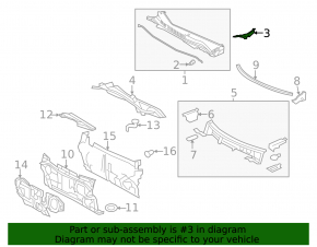 Right windshield wiper seal for Toyota Avalon 13-18