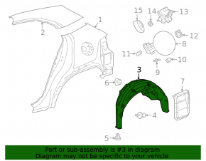 Rear left fender liner Lexus UX200 UX250h 19-