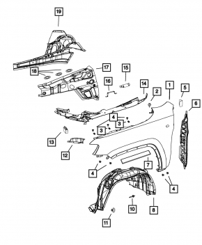 Wing seal hood-wing right Jeep Grand Cherokee WK2 16-21