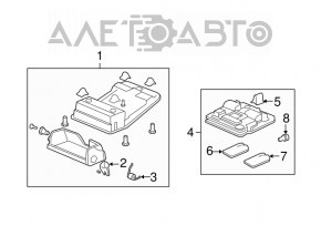 Ceiling light front Acura MDX 07-13 gray, under the sunroof