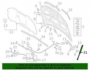 Bonnet shock absorber left Audi A4 B9 17-25