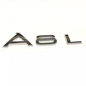 The emblem inscription A8 L on the trunk lid of the Audi A8 19-25