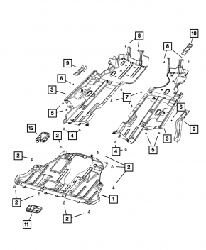 Right underbody protection Jeep Cherokee KL 14-18 tear