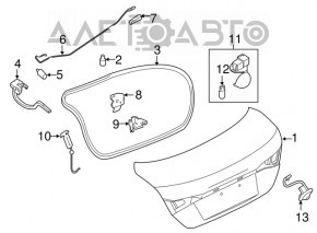 Nissan Sentra 13-17 trunk lid without camera, under spoiler