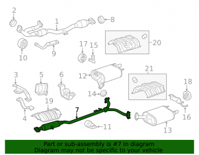 Exhaust line middle section Toyota Avalon 13-17 3.5
