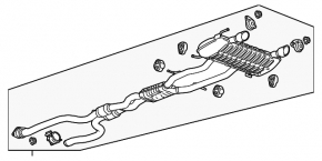 Muffler rear part with barrels Cadillac CTS 14- 3.6 cut off catalyst
