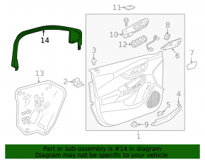 Door frame inner front right Chevrolet Volt 16- black