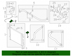 Upper right radiator cushion Hyundai Santa FE 19-20 2.4 plastic + rubber