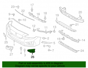 Right bumper grille Subaru Impreza 17- GK for EyeSight, for fog lights