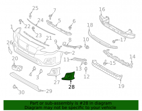 Subaru Crosstrek 21-23 right front bumper grille with chrome molding, under fog lights, hybrid