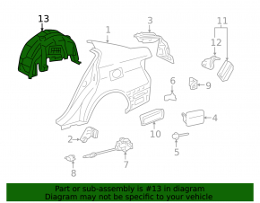 Rear right mudguard liner Lexus GS300 GS350 GS430 GS450h 06-11 tears