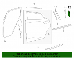 Rear left side door trim Nissan Murano 15-24 black