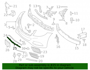 Front bumper molding, central lower, Mercedes S-class W222 14-17 AMG pkg