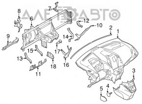 Dashboard front panel without AIRBAG Ford Transit Connect MK2 13-18 black, scratches