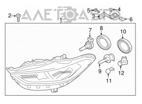 Ford Fusion mk5 17-20 right front headlight, halogen, without DRL
