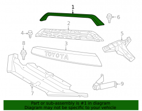 Toyota 4Runner 2014-2020 Restyling Upper Grille Molding, Graphite 1G3