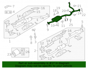 Exhaust line middle section with catalytic converter Subaru Outback 10-14 3.6