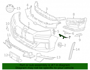 Front bumper mount, left lower wing, BMW 7 G70 23-25 M package