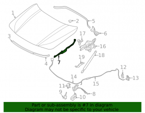 Left hood-wing seal for BMW X2 F39 18-23