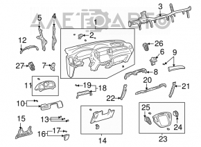Toyota Highlander 2001-2007 dashboard without airbag
