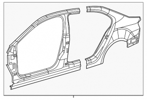 Body threshold metal with front pillar right VW Jetta 11-18 USA