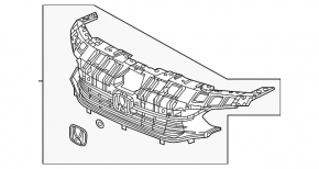 Radiator grille Honda Civic XI FE/FL 22- 4d for parking sensors