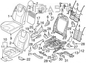 Ford Edge 15-23 driver's seat without airbag, black cloth